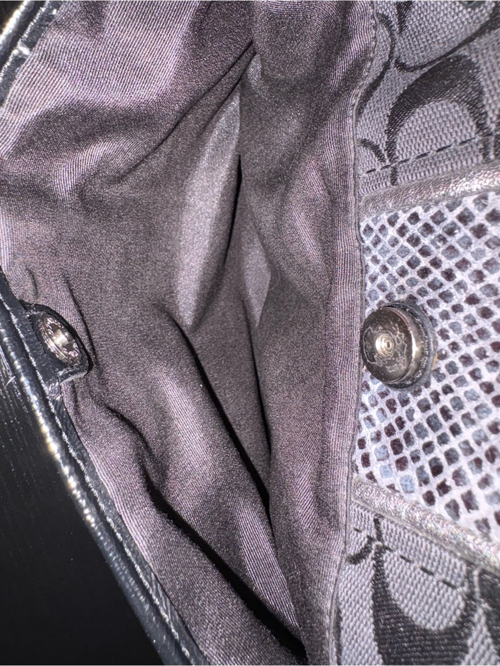 Coach F26706 Signature Gray Black Tote Shoulder Bag Snake Print Stripe - Picture 11 of 14